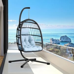 Premium Patio Rattan Wicker Hanging Swing Egg Chair Hammock Chair